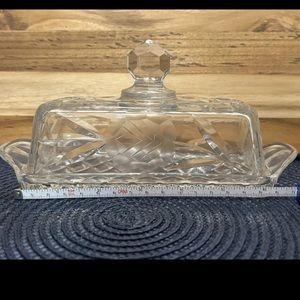 American Hand Cut Rose Vega Quarter Pound Vintage Crystal Lidded Butter Dish